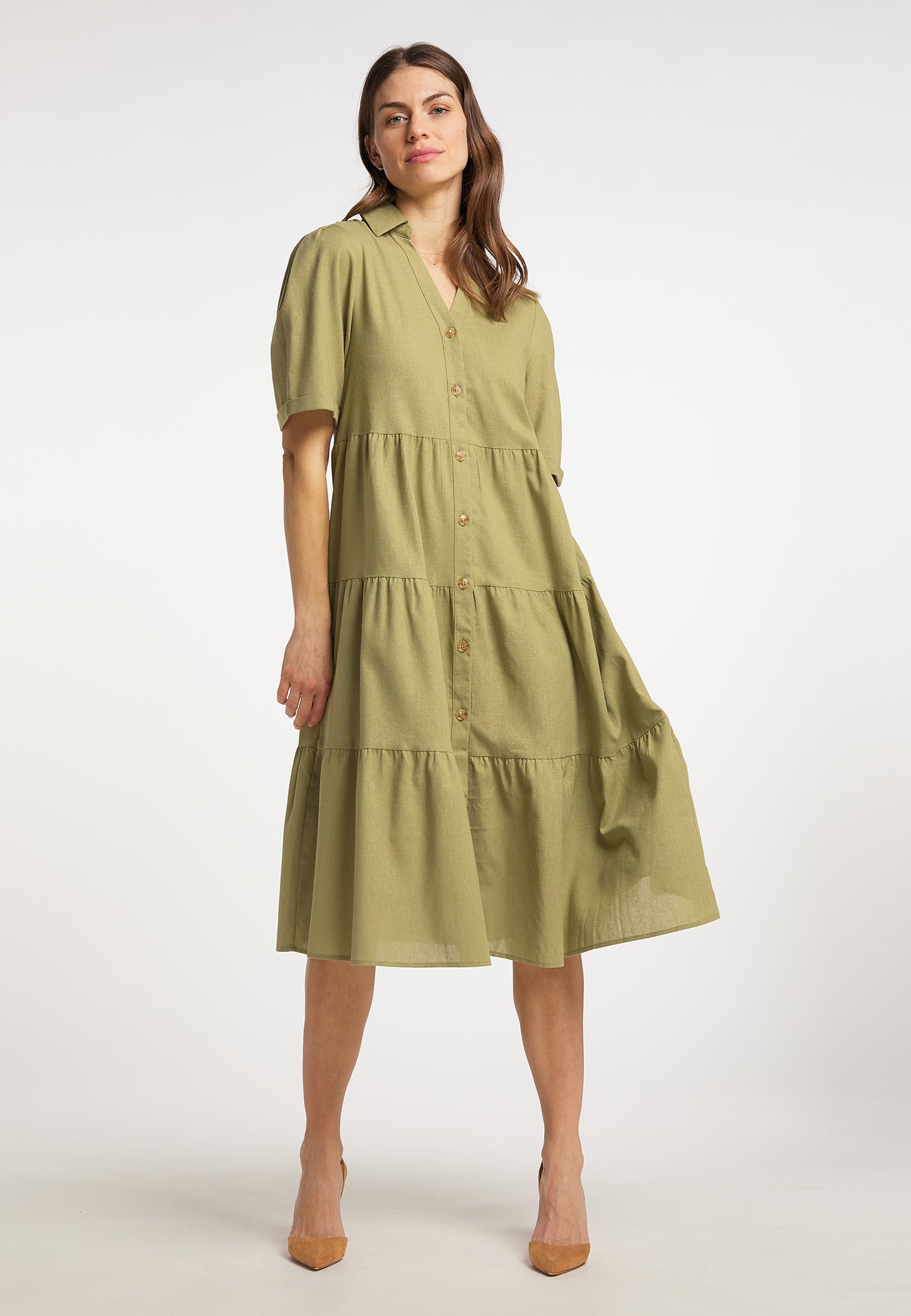 usha Damen's Wide Midi Kleid