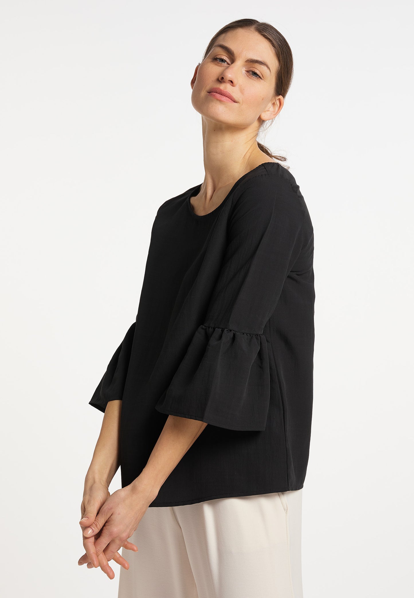usha WHITE LABEL Women's Blouse With Trumpet Sleeves