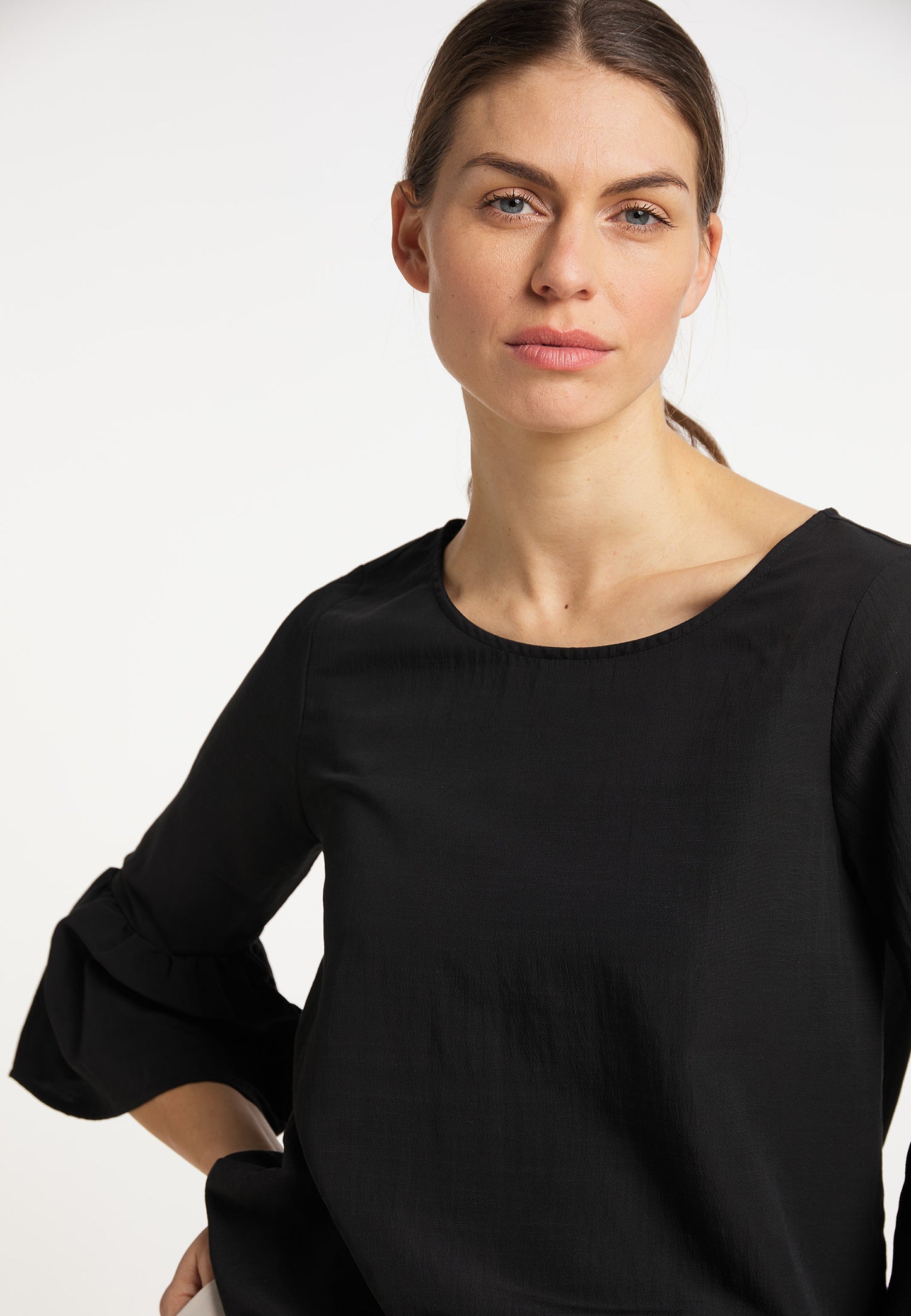 usha WHITE LABEL Women's Blouse With Trumpet Sleeves