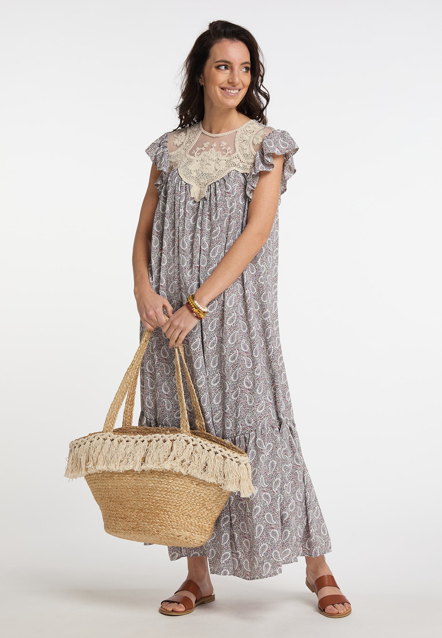 usha FESTIVAL Women's Maxi Dress With All Over Print
