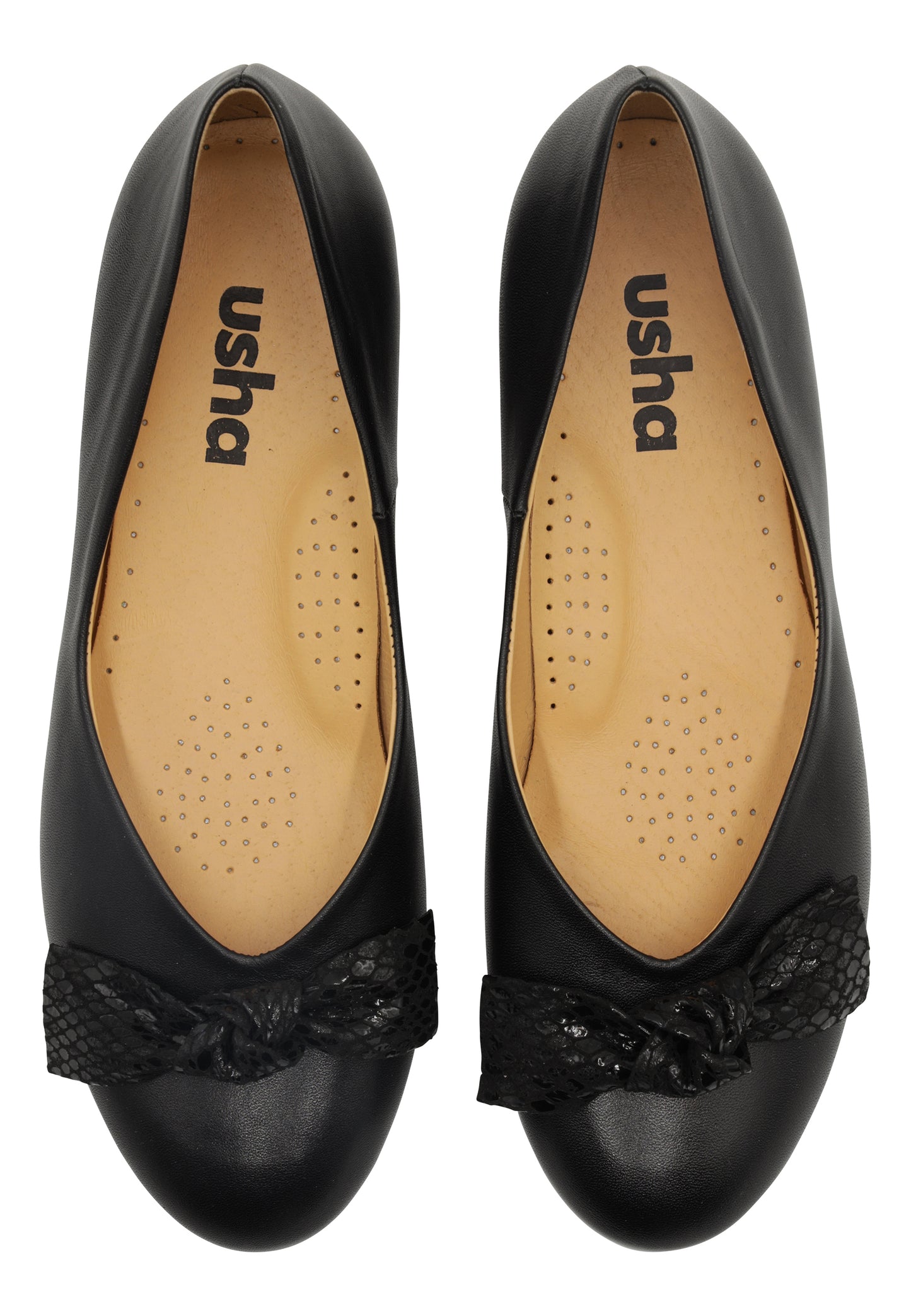 usha Women's Leather Ballerinas