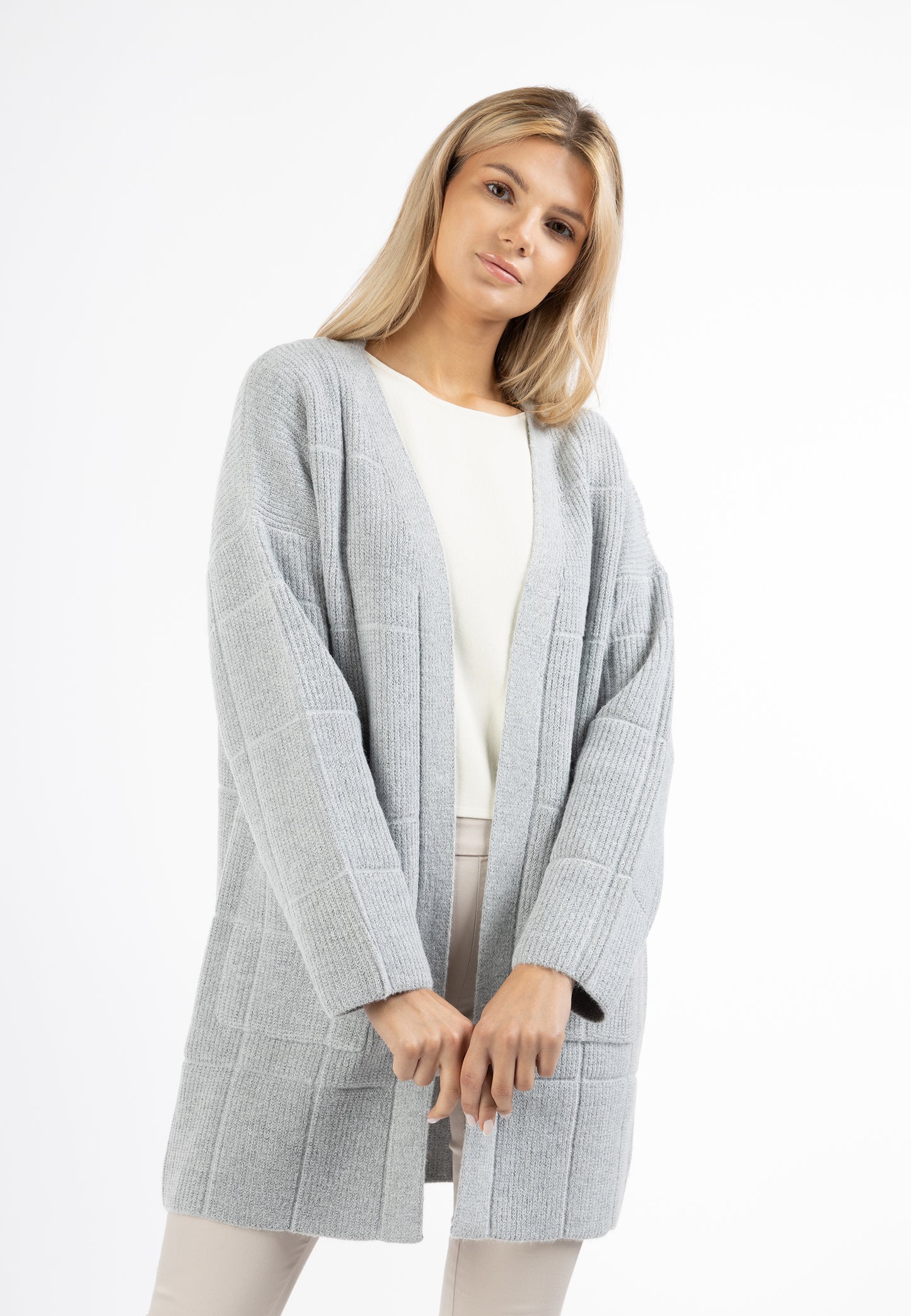 usha WHITE LABEL Women's Open Knit Cardigan