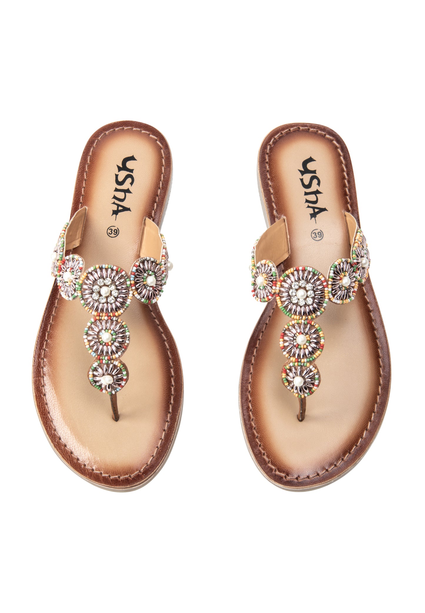 usha FESTIVAL Women's Sandal With Pearl Embroidery