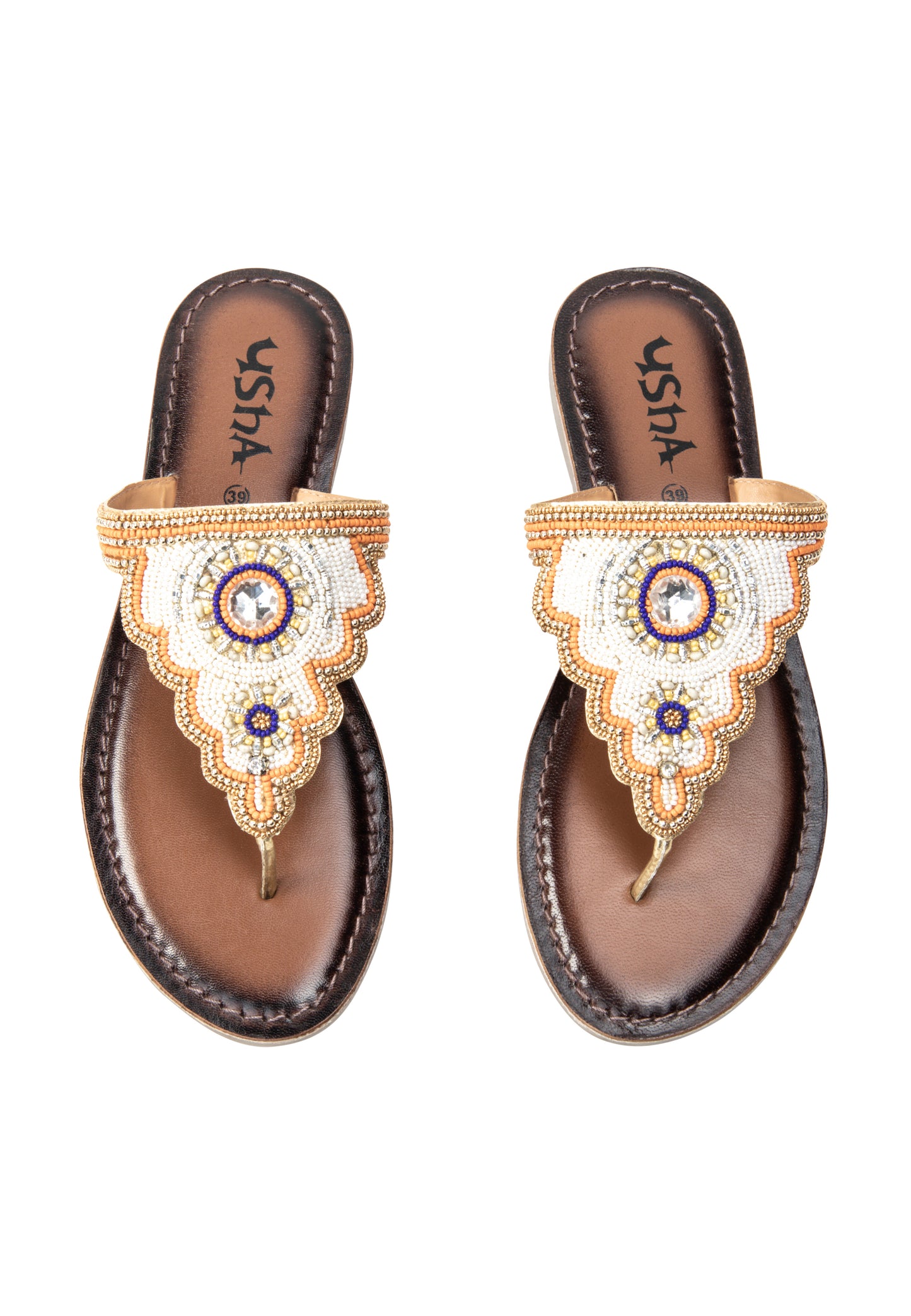usha FESTIVAL Women's Beaded Sandals