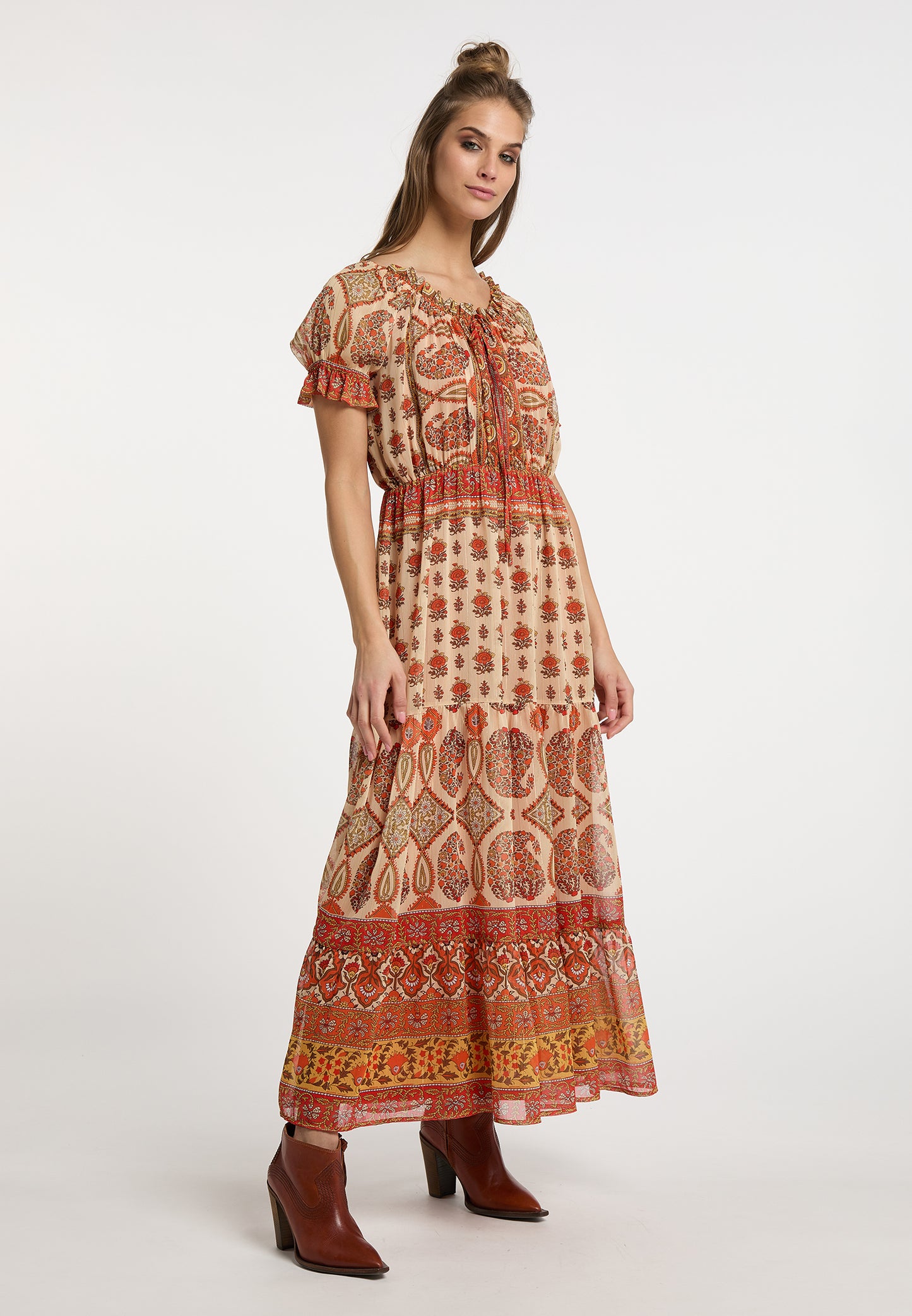 usha FESTIVAL Women's Maxi Dress With All Over Print