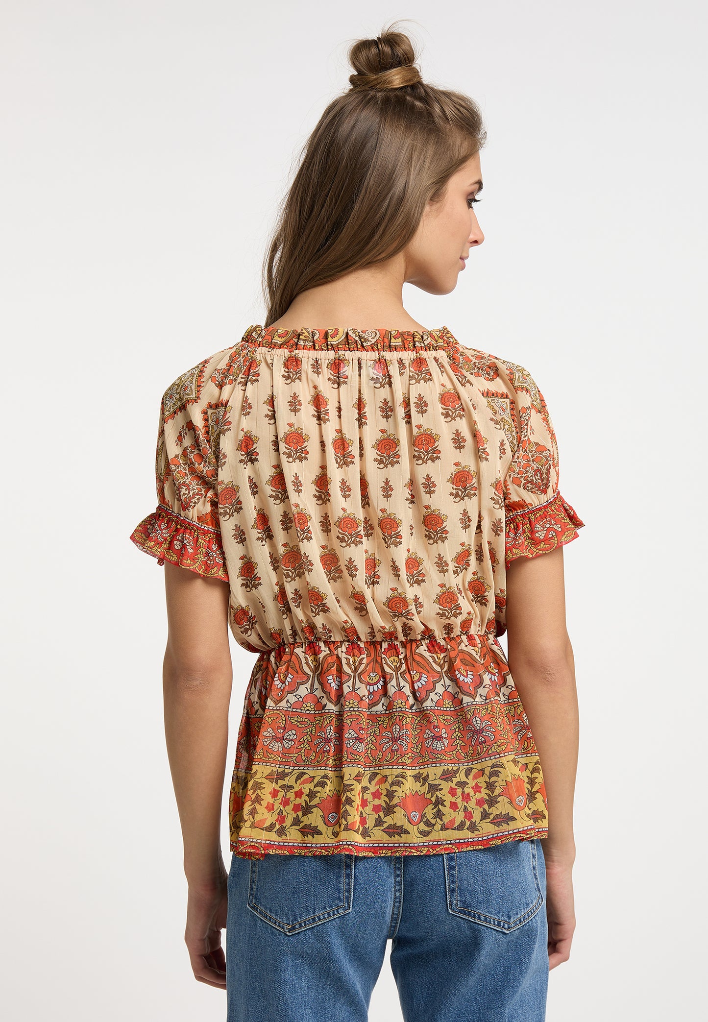 usha FESTIVAL Women's Blouse Shirt With Ruffle Sleeves