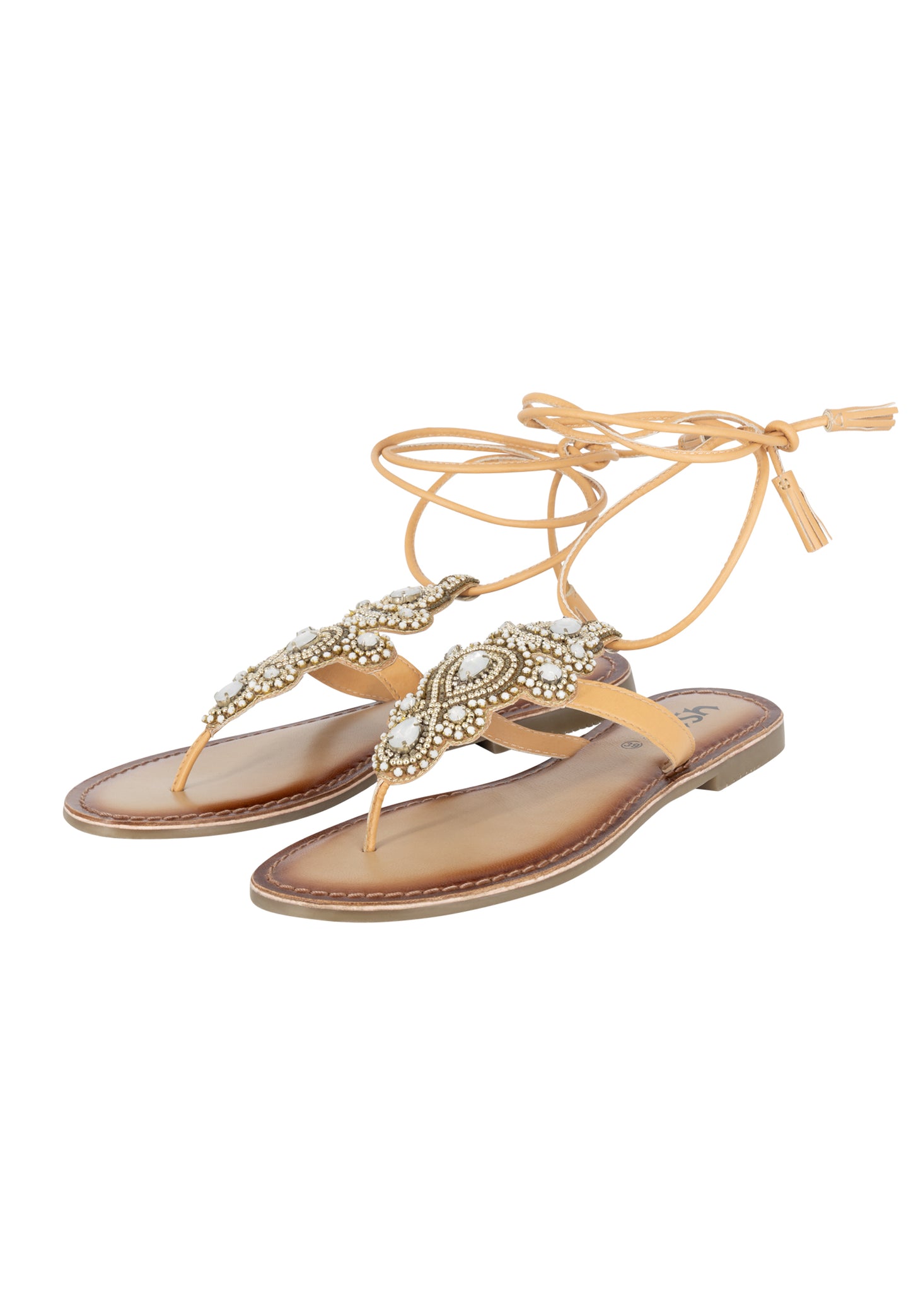 usha FESTIVAL Women's Roman Sandal With Stone Trimmings