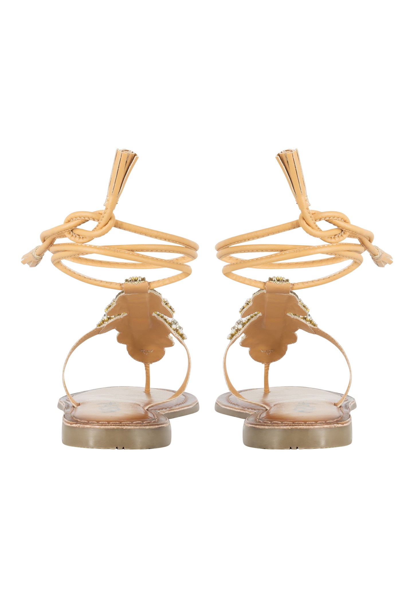 usha FESTIVAL Women's Roman Sandal With Stone Trimmings
