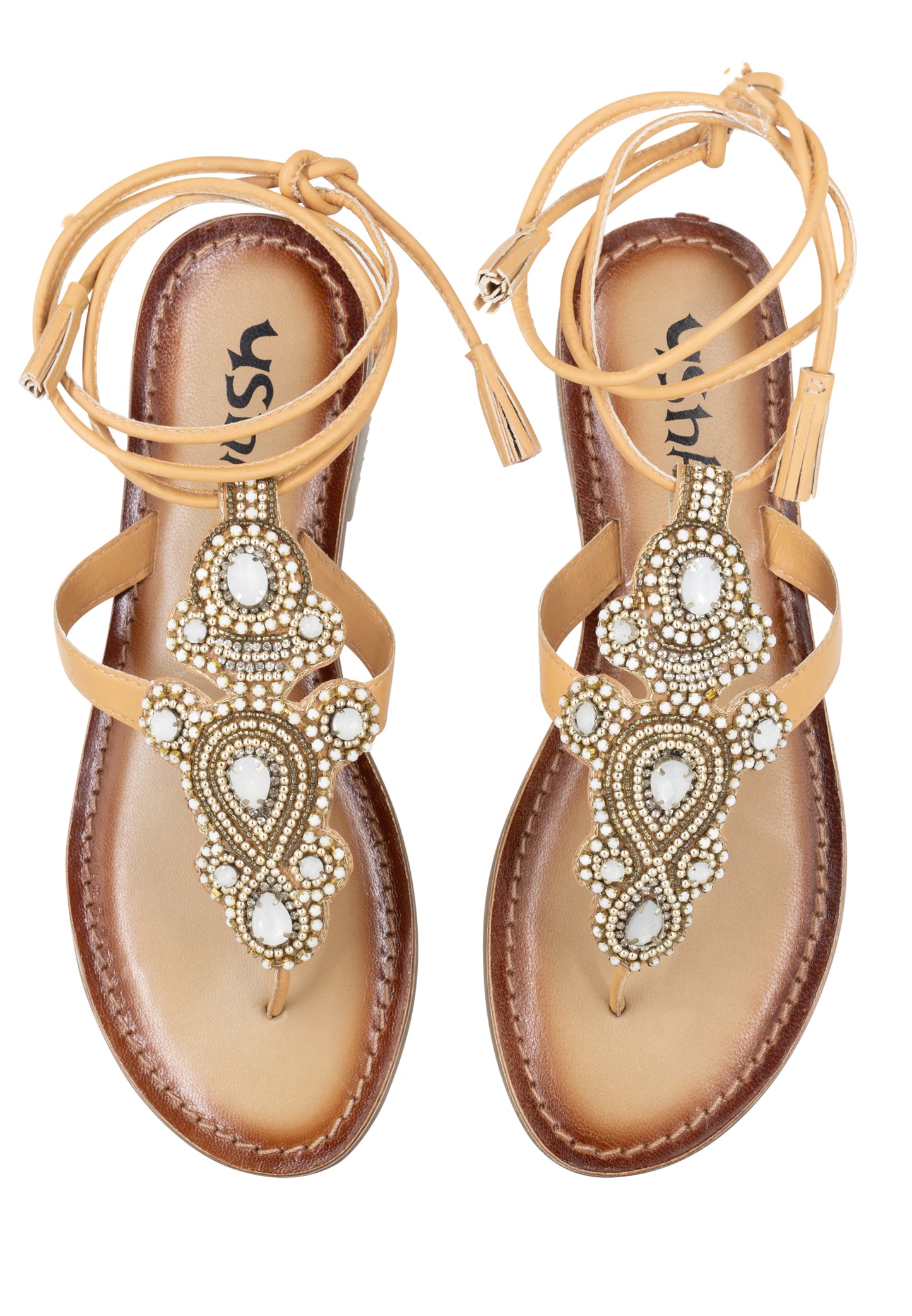 usha FESTIVAL Women's Roman Sandal With Stone Trimmings
