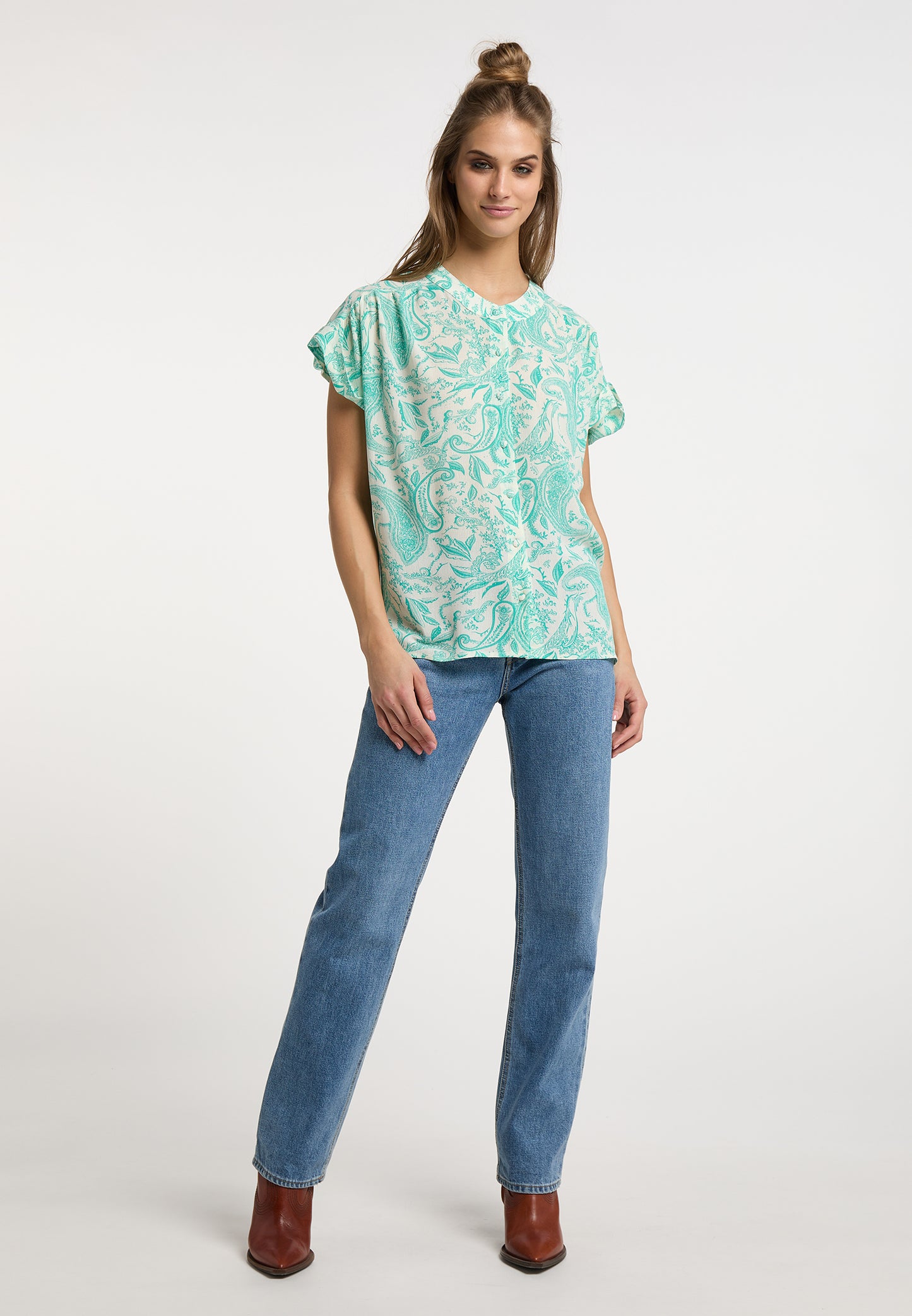 usha FESTIVAL Women's Short Sleeve Blouse
