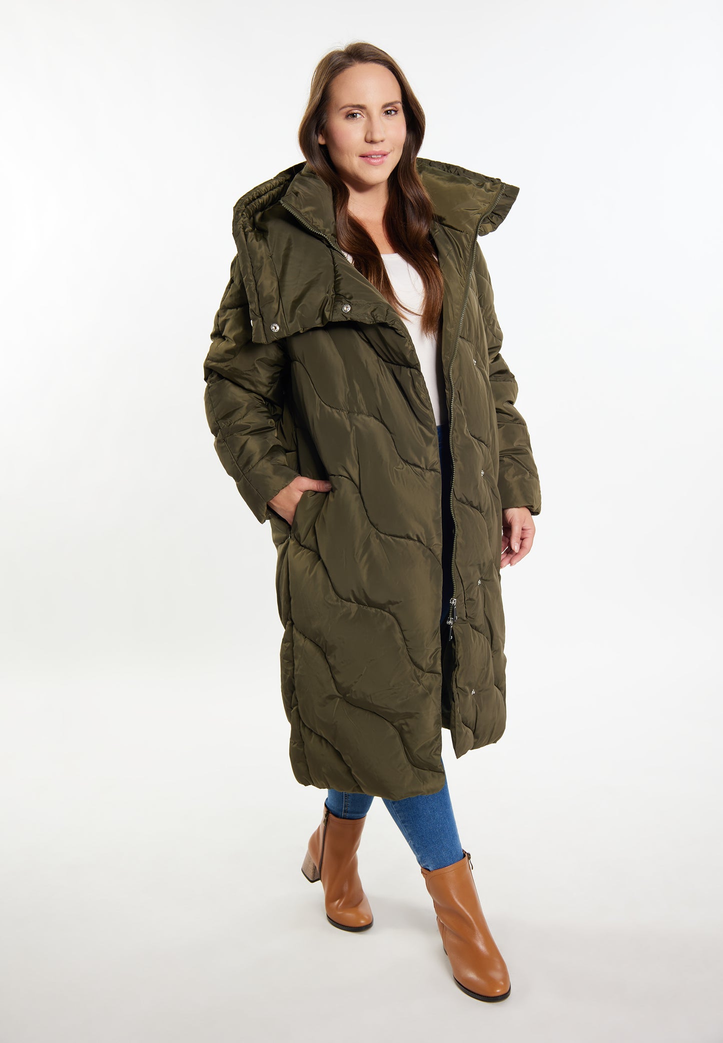 usha Women's Long Quilted Coat