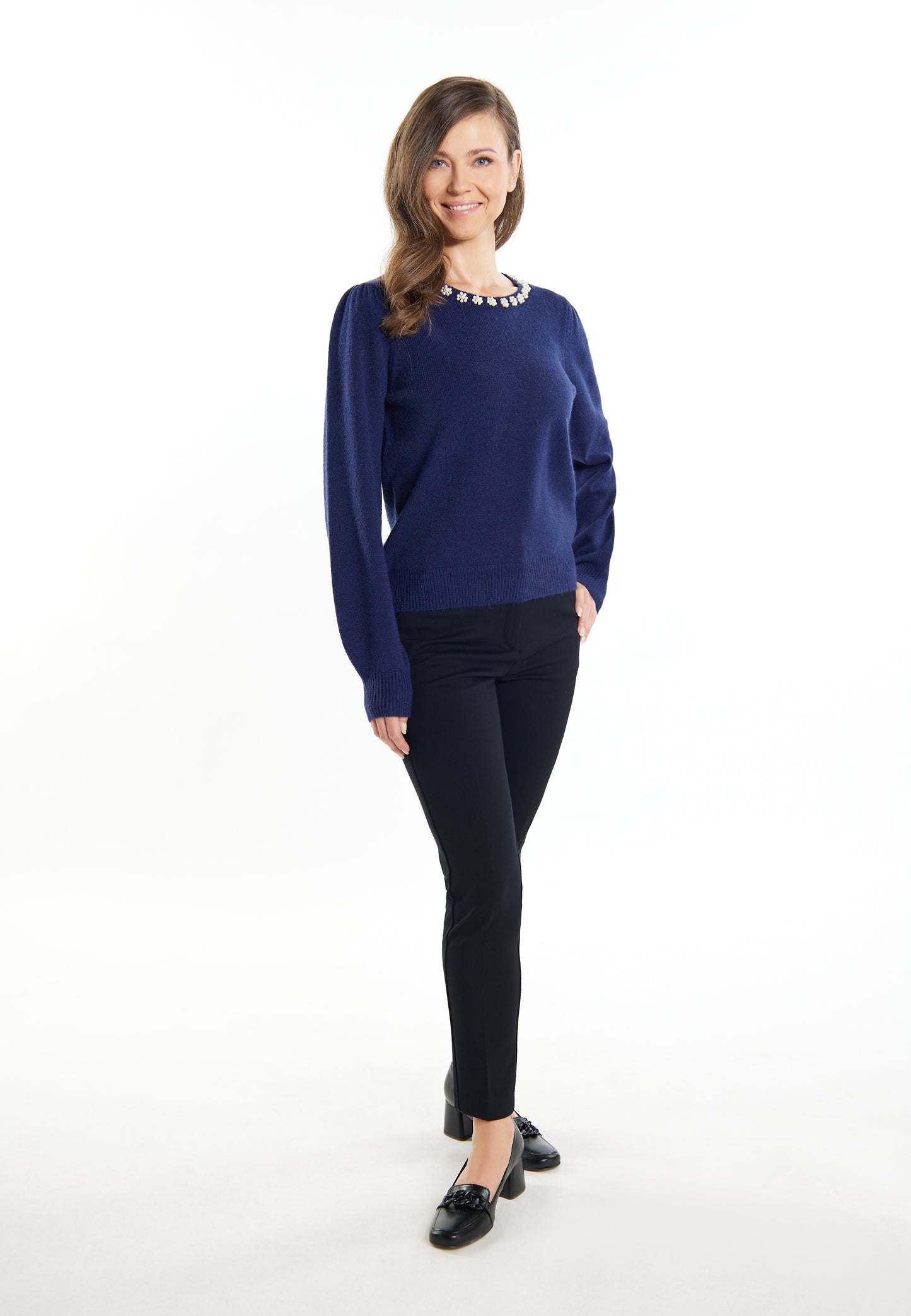 usha Damen Pullover mit Perlen
