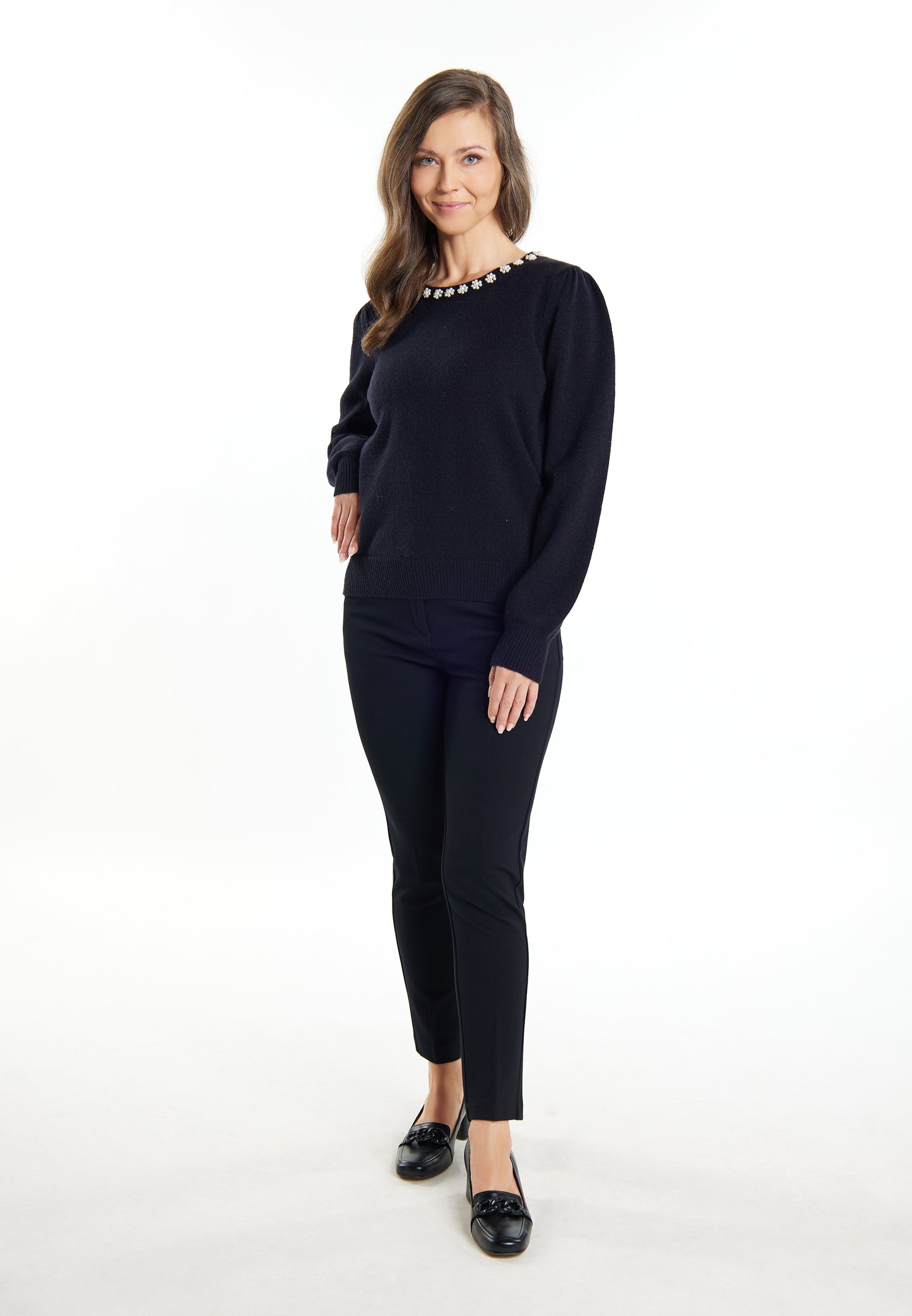 usha Damen Pullover mit Perlen