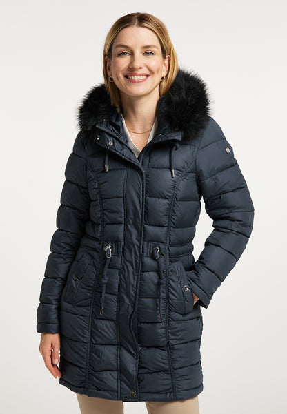 usha Damen Steppmantel mit Kunstfell