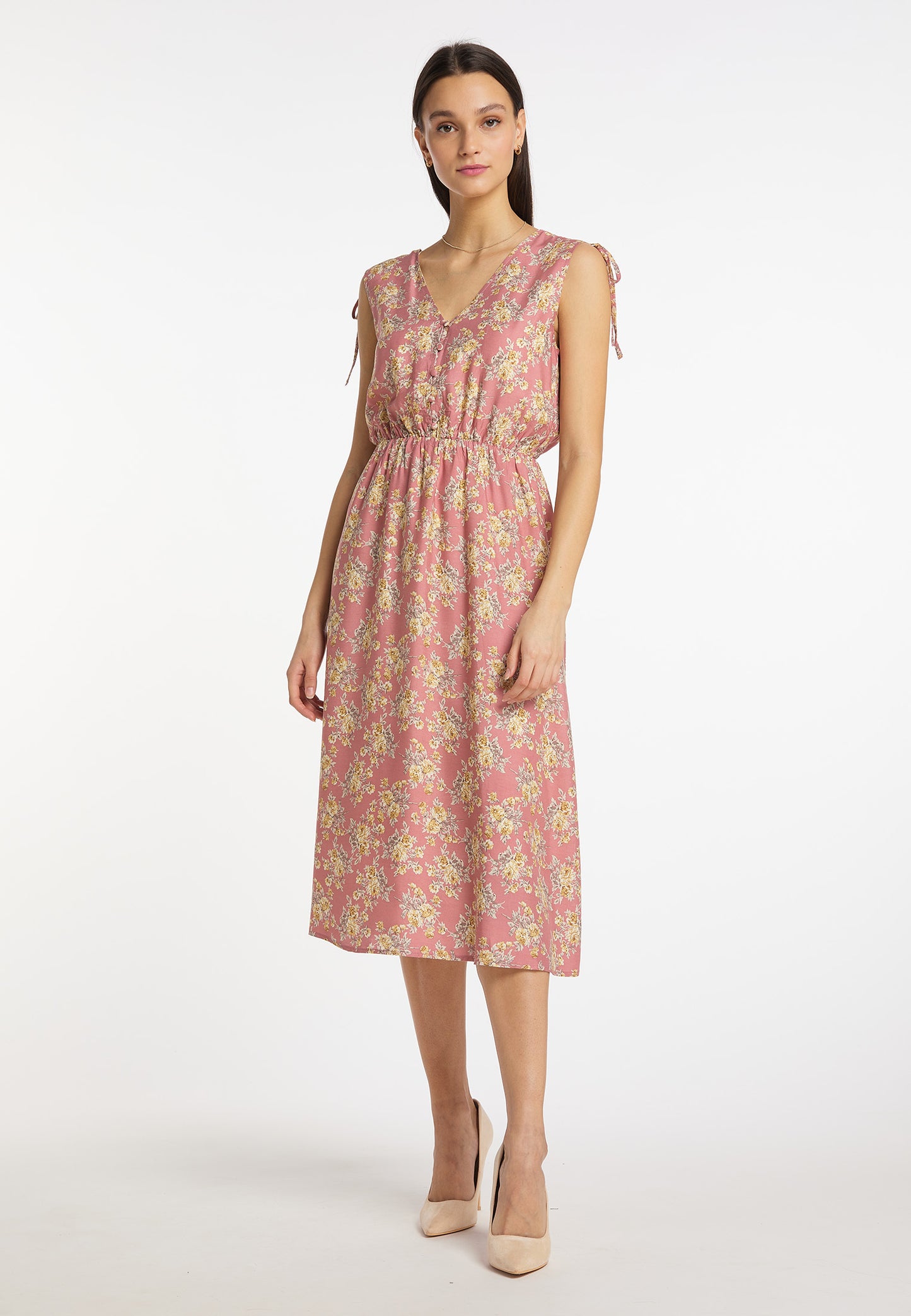 usha Damen's Kleid mit Blumenmuster