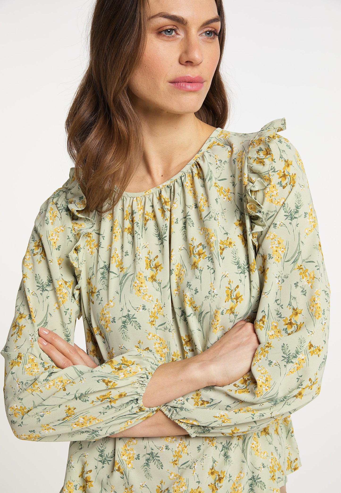 usha Damen Bluse mit floralem Druck