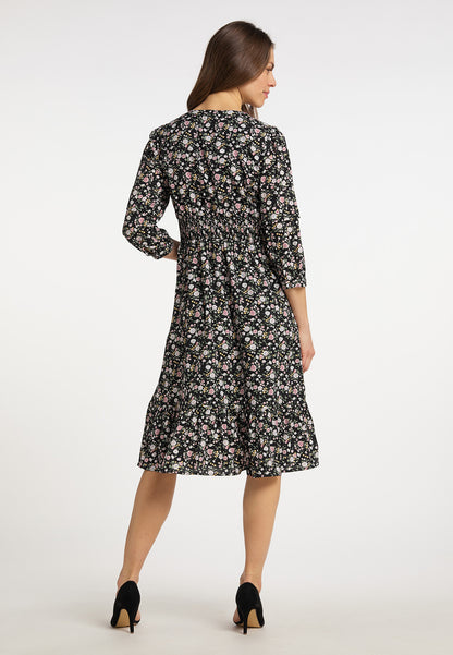 usha Damen Midi Kleid mit Blumenmuster