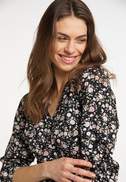usha Damen Midi Kleid mit Blumenmuster
