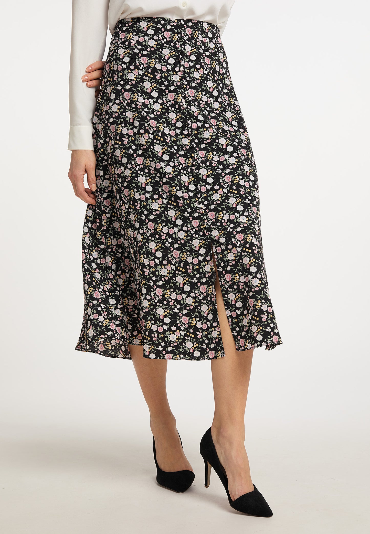 usha Damen Midi-Rock mit Blumenmuster