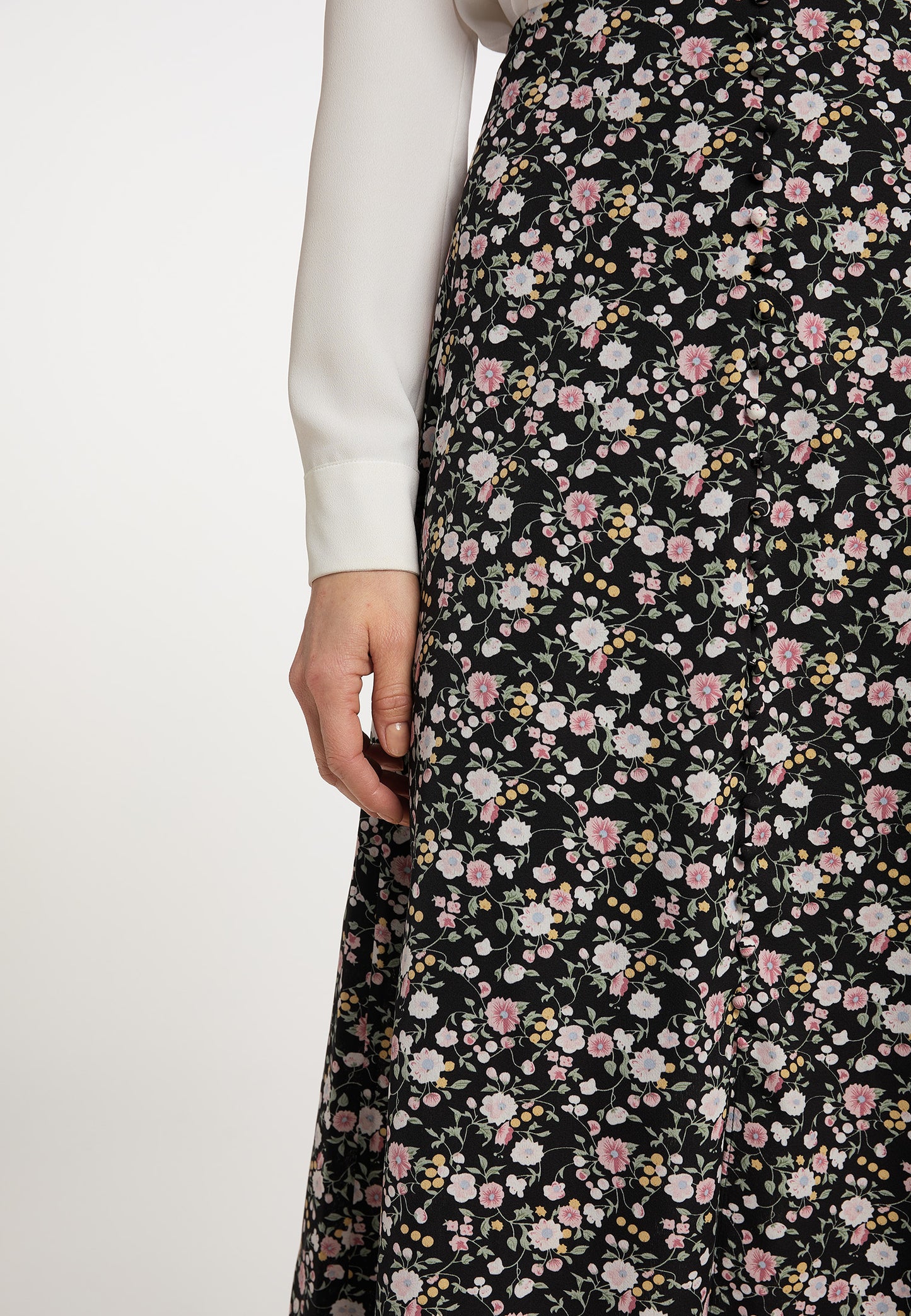 usha Damen Midi-Rock mit Blumenmuster
