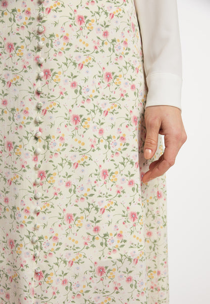 usha Damen Midi-Rock mit Blumenmuster