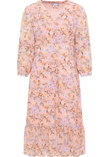 usha Damen Midi Kleid mit Blumenmuster