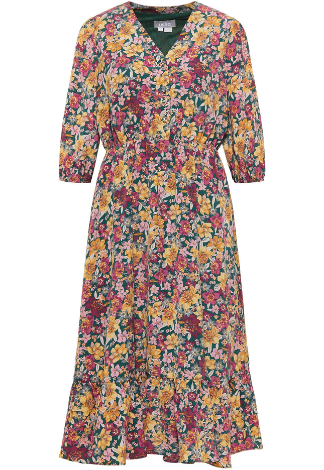 usha Damen Floral Print Midi Kleid