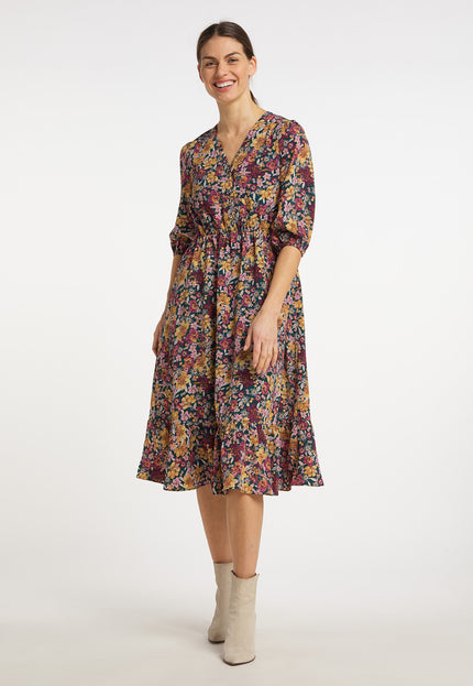 usha Damen Floral Print Midi Kleid