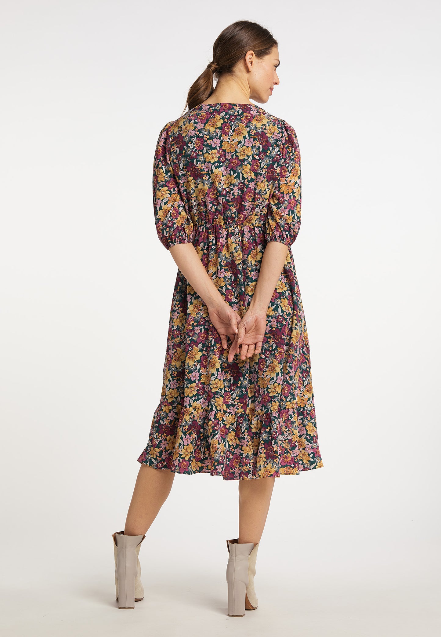 usha Damen Floral Print Midi Kleid