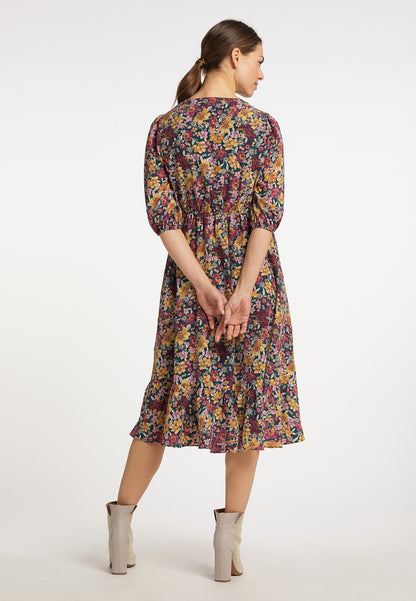 usha Damen Floral Print Midi Kleid