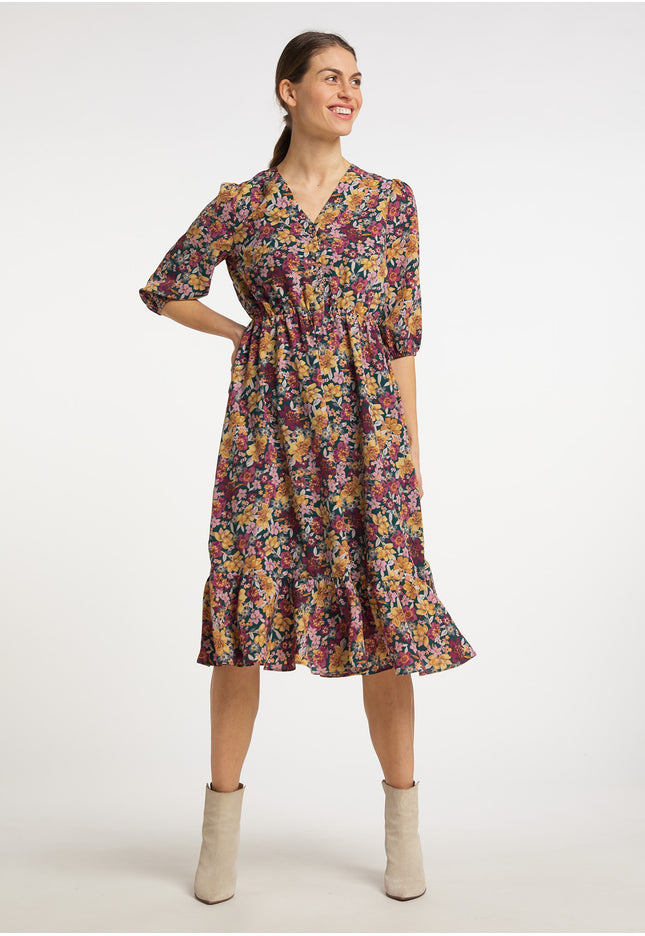 usha Damen Floral Print Midi Kleid