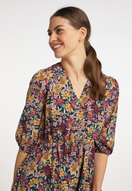 usha Damen Floral Print Midi Kleid