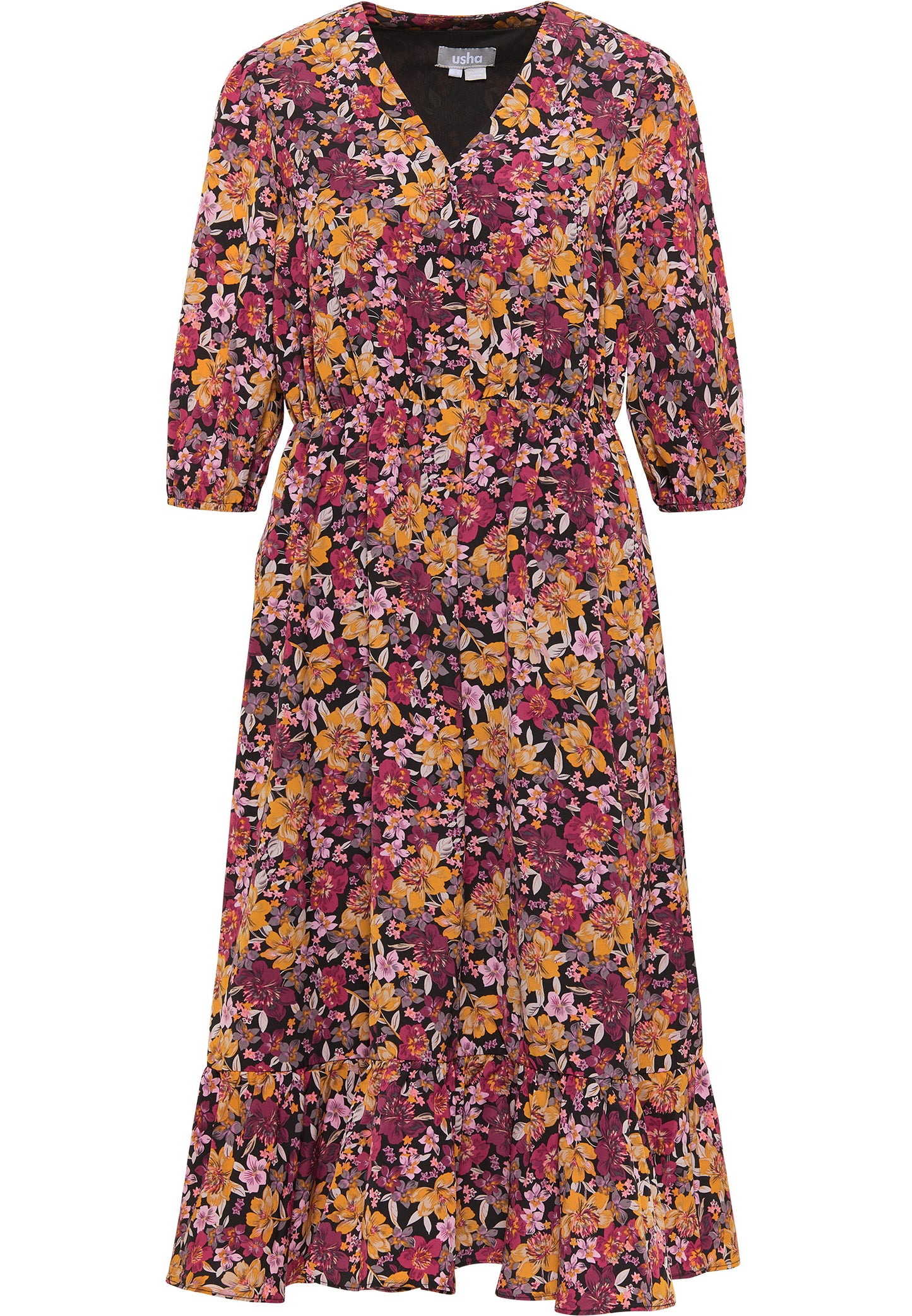 usha Damen Floral Print Midi Kleid