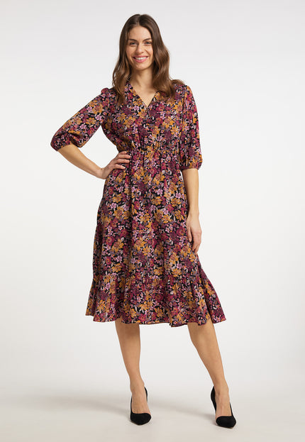 usha Damen Floral Print Midi Kleid