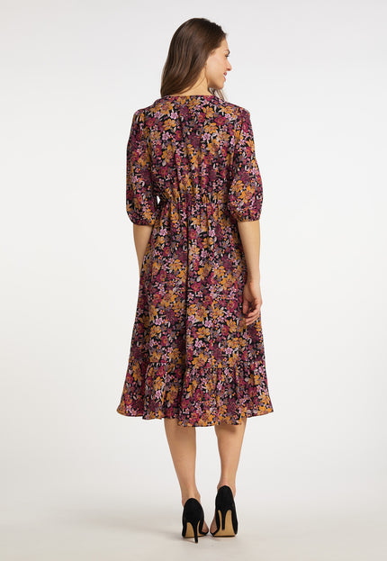 usha Damen Floral Print Midi Kleid
