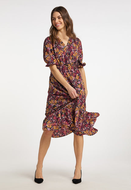 usha Damen Floral Print Midi Kleid