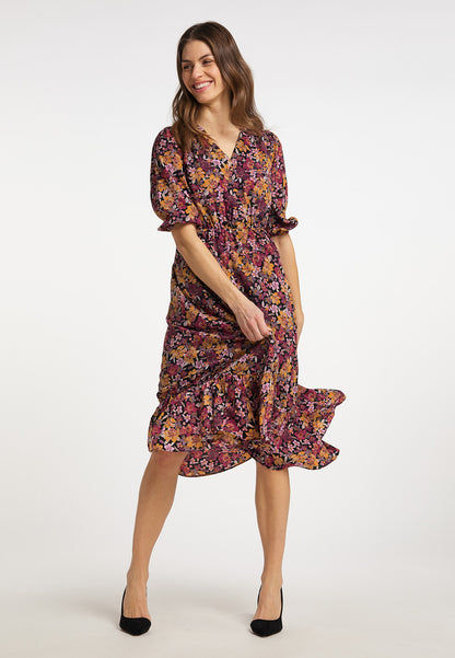 usha Damen Floral Print Midi Kleid