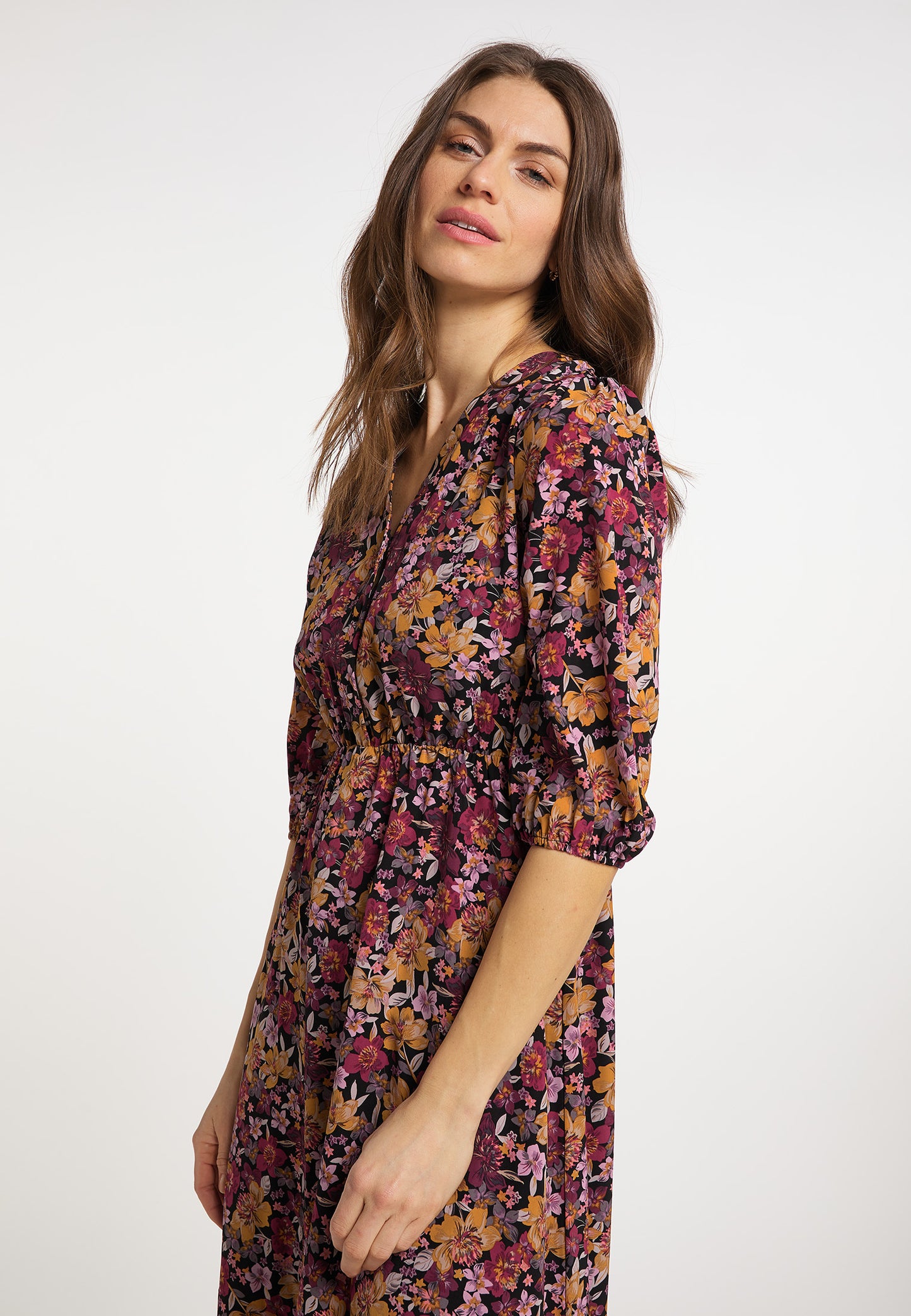 usha Damen Floral Print Midi Kleid