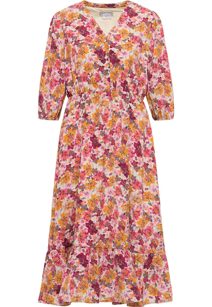 usha Damen Floral Print Midi Kleid