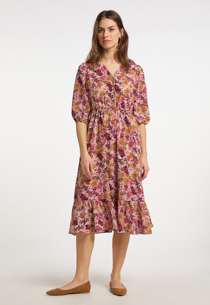 usha Damen Floral Print Midi Kleid