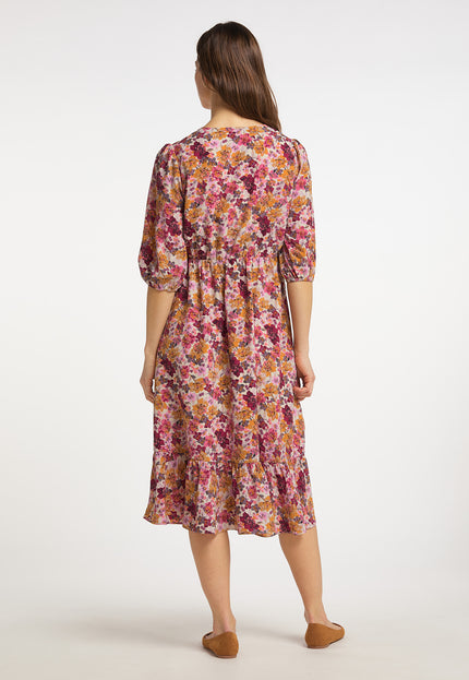 usha Damen Floral Print Midi Kleid