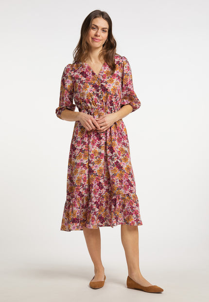 usha Damen Floral Print Midi Kleid