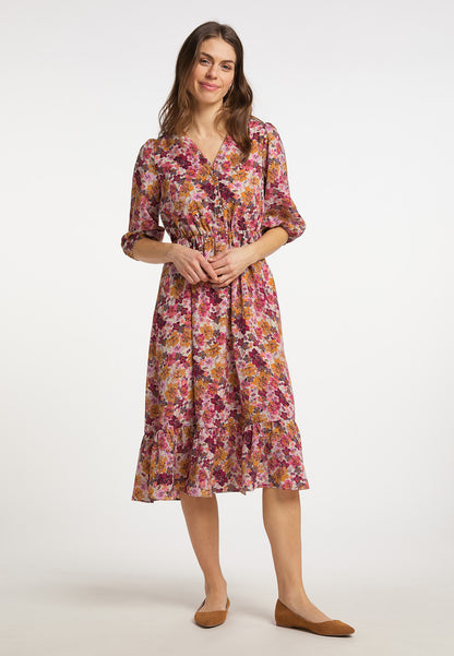 usha Damen Floral Print Midi Kleid