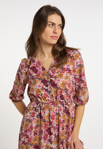 usha Damen Floral Print Midi Kleid