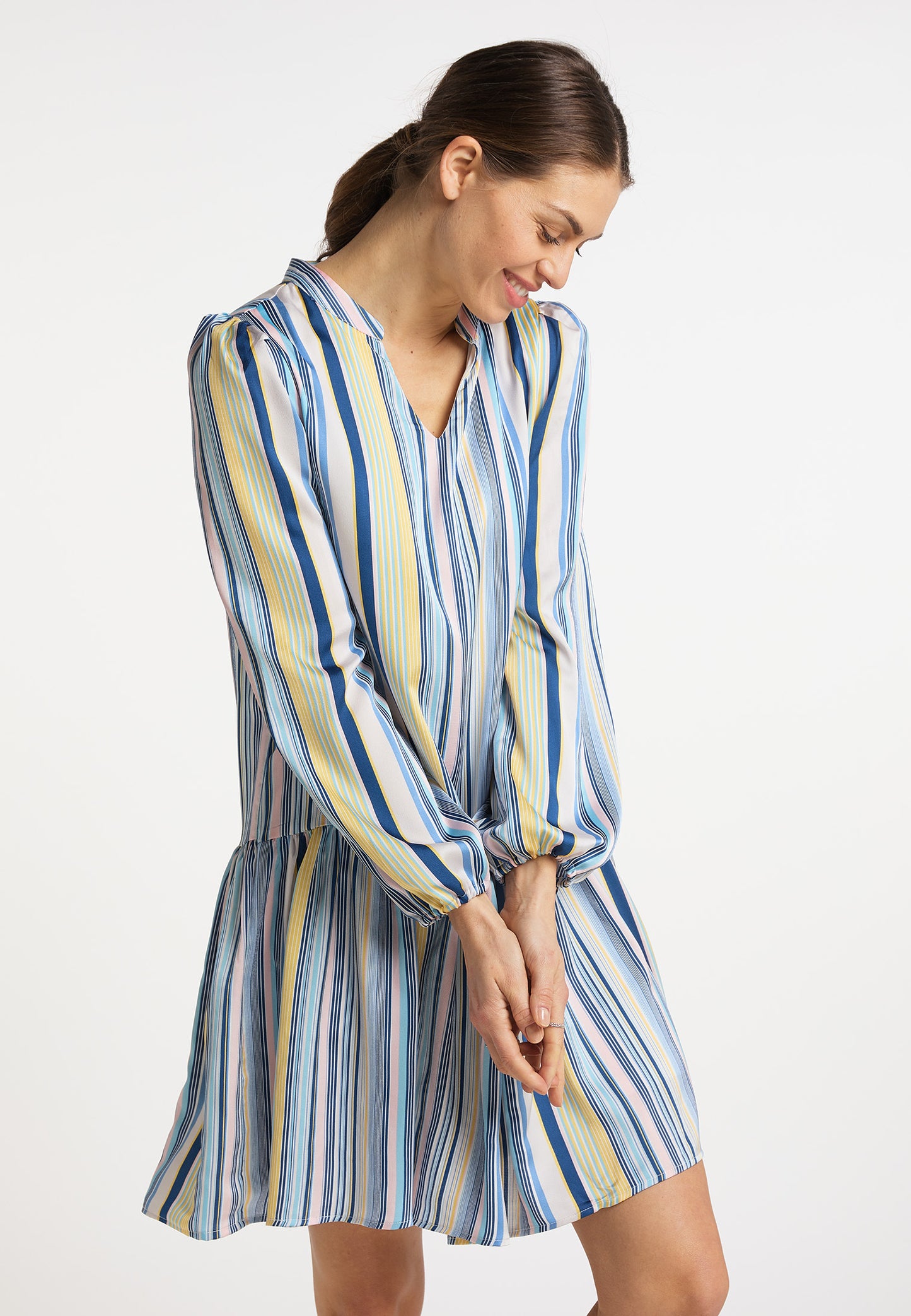 usha BLUE LABEL Women's Midi Dress With Stripes