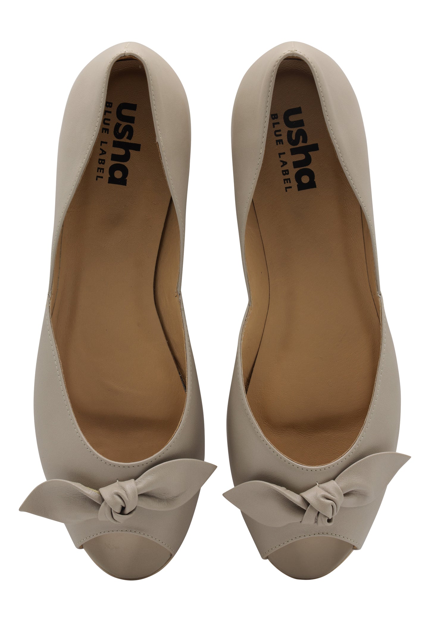 usha BLUE LABEL Women's Leather Peep Toe Ballerina