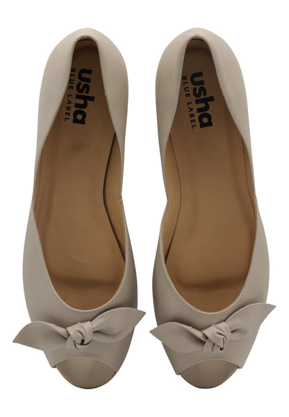 usha BLUE LABEL Women's Leather Peep Toe Ballerina