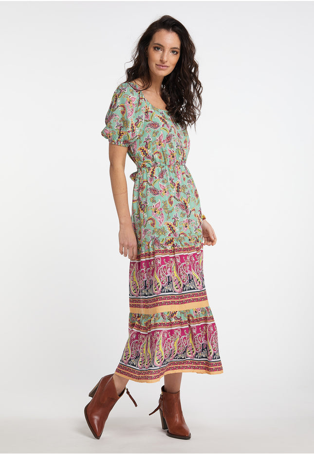 usha FESTIVAL Women's Paisley Print Midi Dress