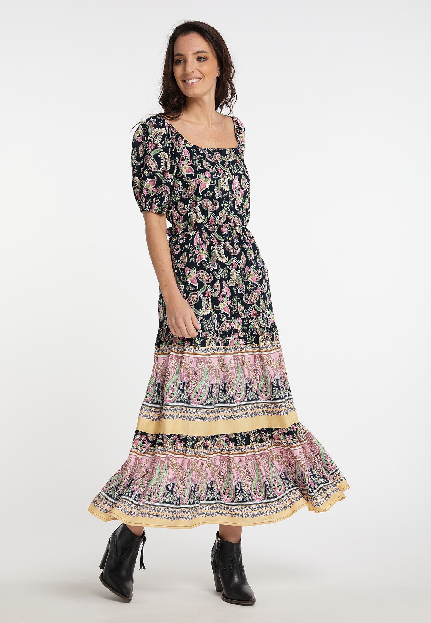 usha FESTIVAL Kobiety's Paisley Print Midi Sukienka