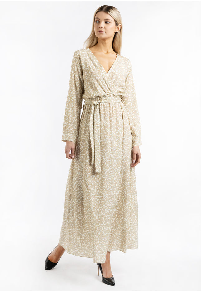 usha Damen Maxi Kleid mit Allover-Print